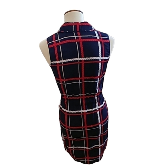 Talbots Nautical Rope Plaid Stripe Sleeveless Shirt Dress Size 2P - Picture 2 of 11
